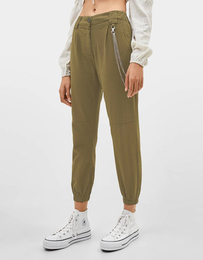 Utility Joggers With Pearl Chain