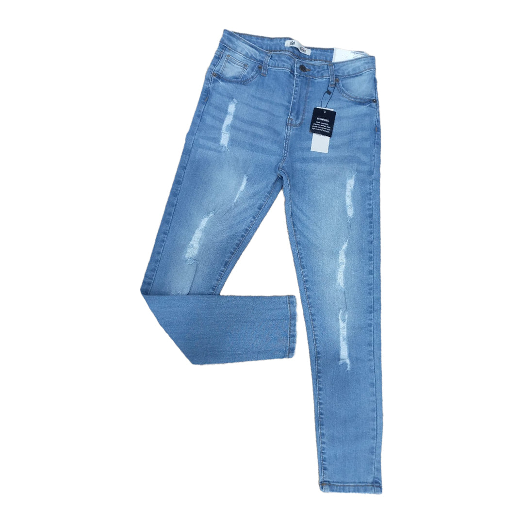 Ladies Ripped Jeans - Light Blue