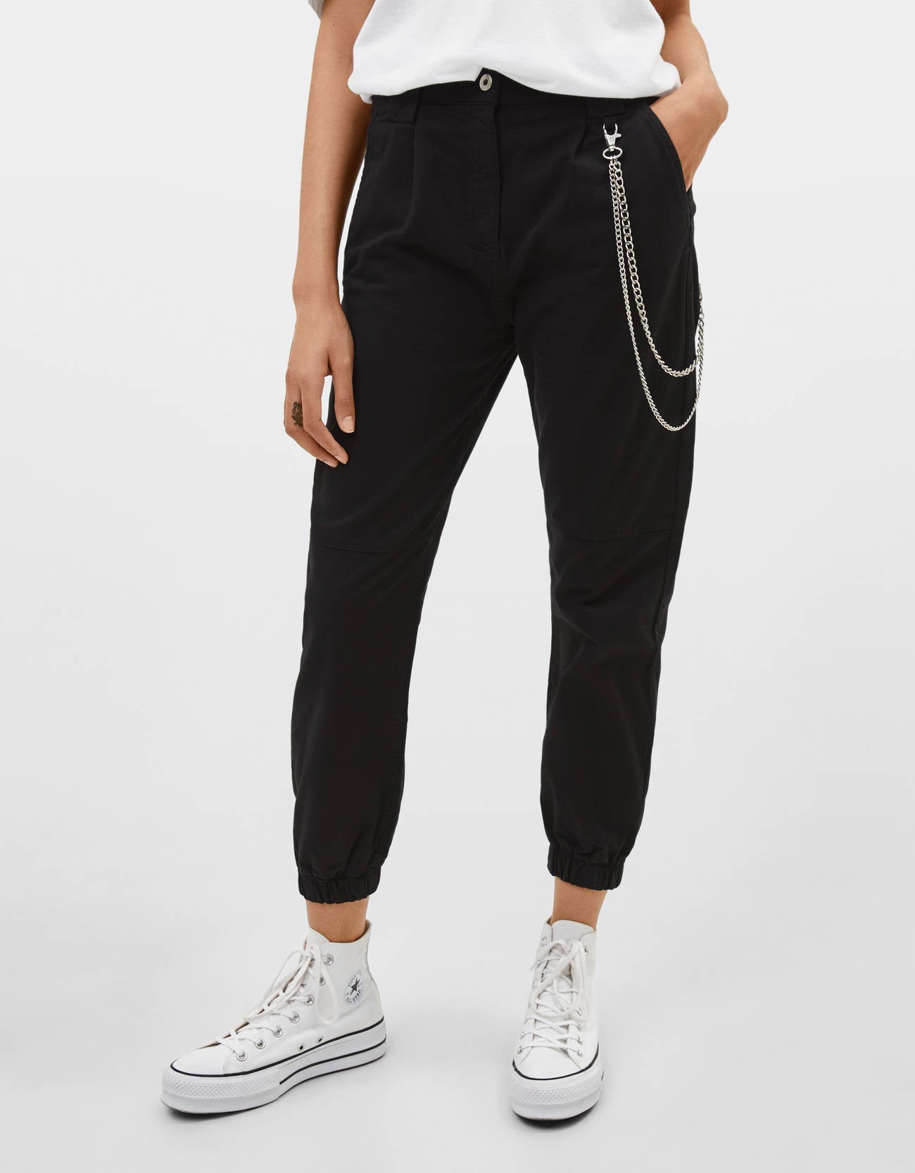 Utility Joggers With Pearl Chain